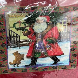 CHATHAM Santa Christmas Tapestry Throw Blanket 56X62” Vintage 90s CMI RARE NEW